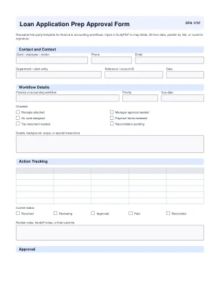 Loan Application Prep Approval Form fillable PDF first-page preview