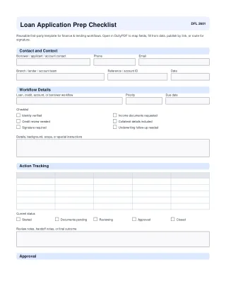 Loan Application Prep Checklist fillable PDF first-page preview