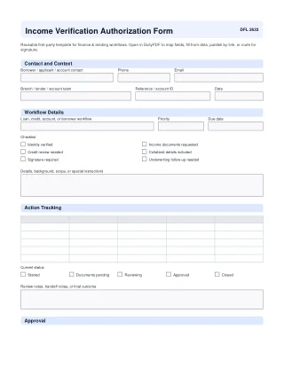 Income Verification Authorization Form fillable PDF first-page preview
