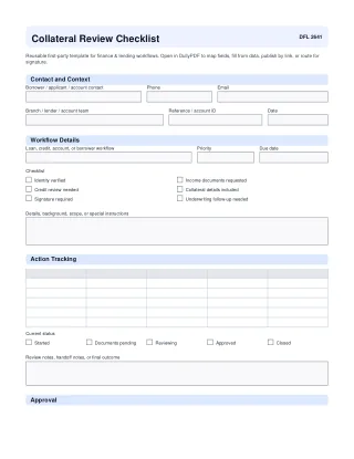 Collateral Review Checklist fillable PDF first-page preview