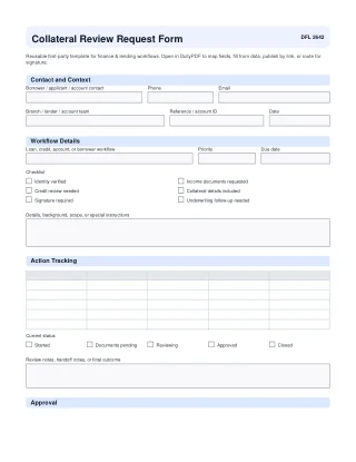 Collateral Review Request Form fillable PDF first-page preview