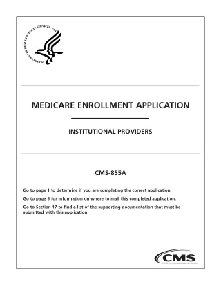 First page preview of CMS-855A from the DullyPDF public form catalog.