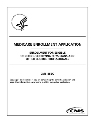 CMS-855O fillable PDF first-page preview of Medicare Enrollment - Ordering and Referring Physicians