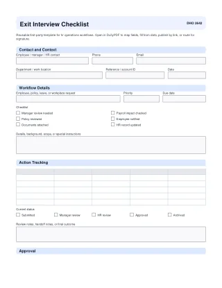 Exit Interview Checklist fillable PDF first-page preview