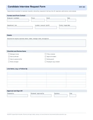 Candidate Interview Request Form fillable PDF — first page preview