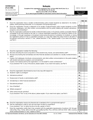 990 Schedule E fillable PDF first-page preview of Schools