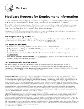 CMS L564 fillable PDF first-page preview of Medicare Request for Employment Information