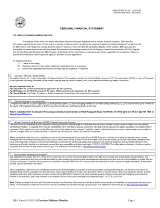 First page preview of SBA Form 413 from the DullyPDF public form catalog.