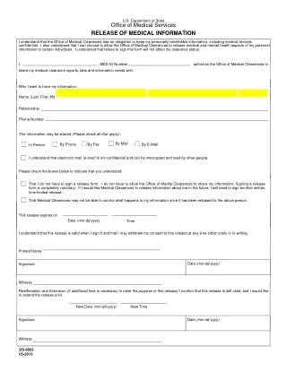 DS-6563 fillable PDF first-page preview of Release of Medical Information
