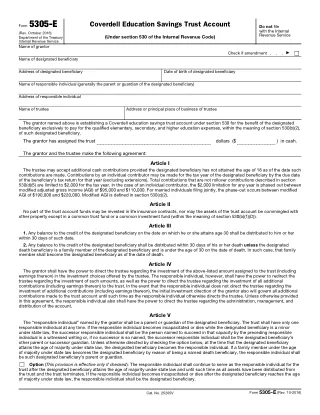 5305-E fillable PDF first-page preview of Coverdell Education Savings Trust Account