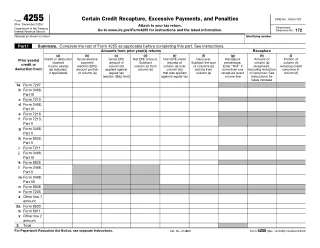 4255 fillable PDF first-page preview of Recapture of Investment Credit