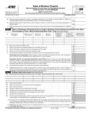 4797 fillable PDF first-page preview of Sales of Business Property