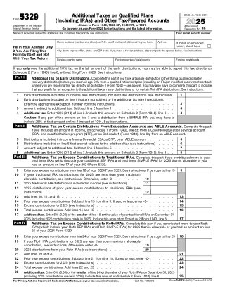 5329 fillable PDF first-page preview of Additional Taxes on Qualified Plans