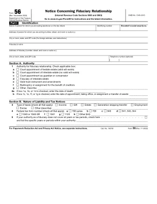 56 fillable PDF first-page preview of Notice Concerning Fiduciary Relationship