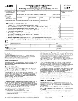 8404 fillable PDF first-page preview of Interest Charge on DISC-Related Deferred Tax