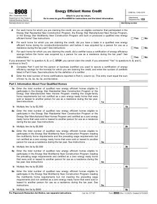 8908 fillable PDF first-page preview of Energy Efficient Home Credit