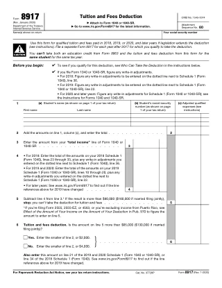 8917 fillable PDF first-page preview of Tuition and Fees Deduction