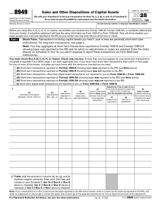 8949 fillable PDF first-page preview of Sales and Other Dispositions of Capital Assets