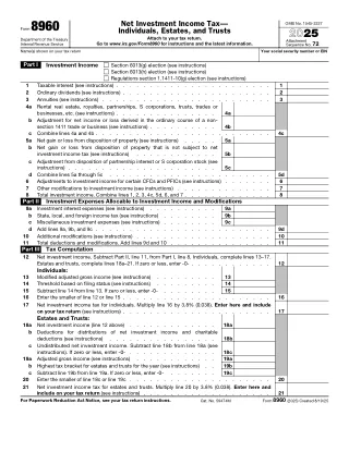 8960 fillable PDF first-page preview of Net Investment Income Tax