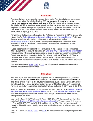 W-3PR fillable PDF first-page preview of Transmittal of Wage and Tax Statements - Puerto Rico