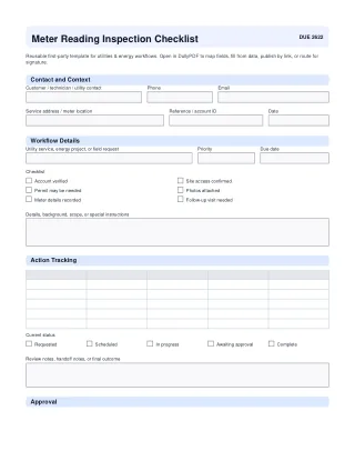 Meter Reading Inspection Checklist fillable PDF first-page preview