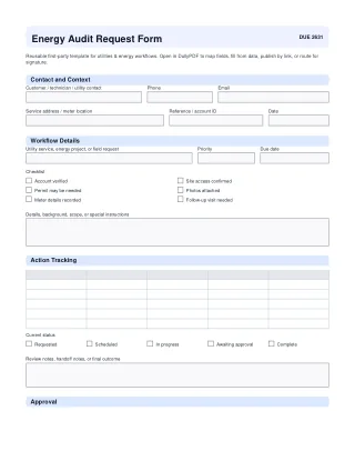 Energy Audit Request Form fillable PDF first-page preview