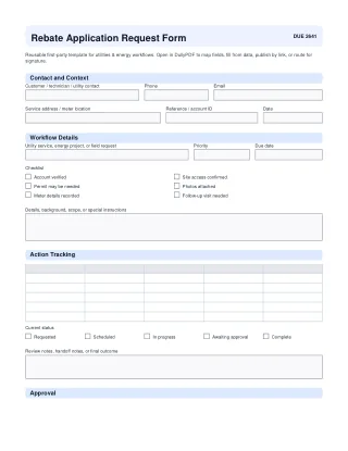 Rebate Application Request Form fillable PDF first-page preview