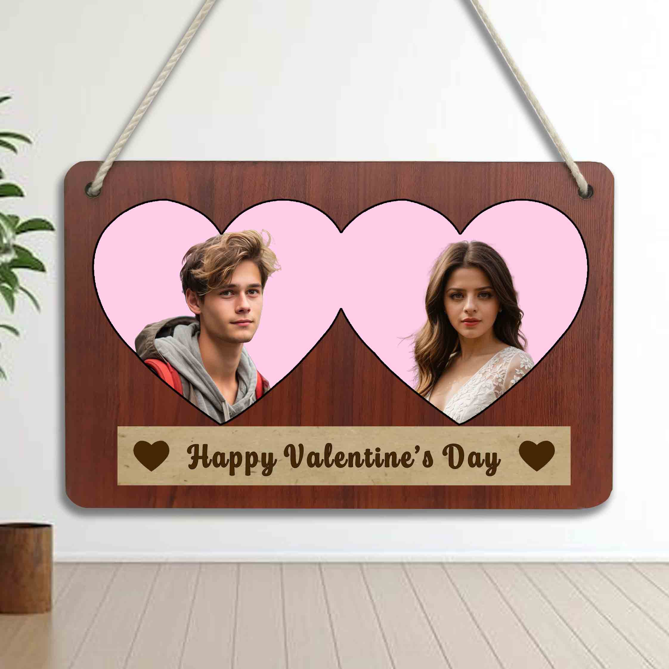 Simplicity Meets Elegance with This MDF Wooden Frame Double Heart Shape