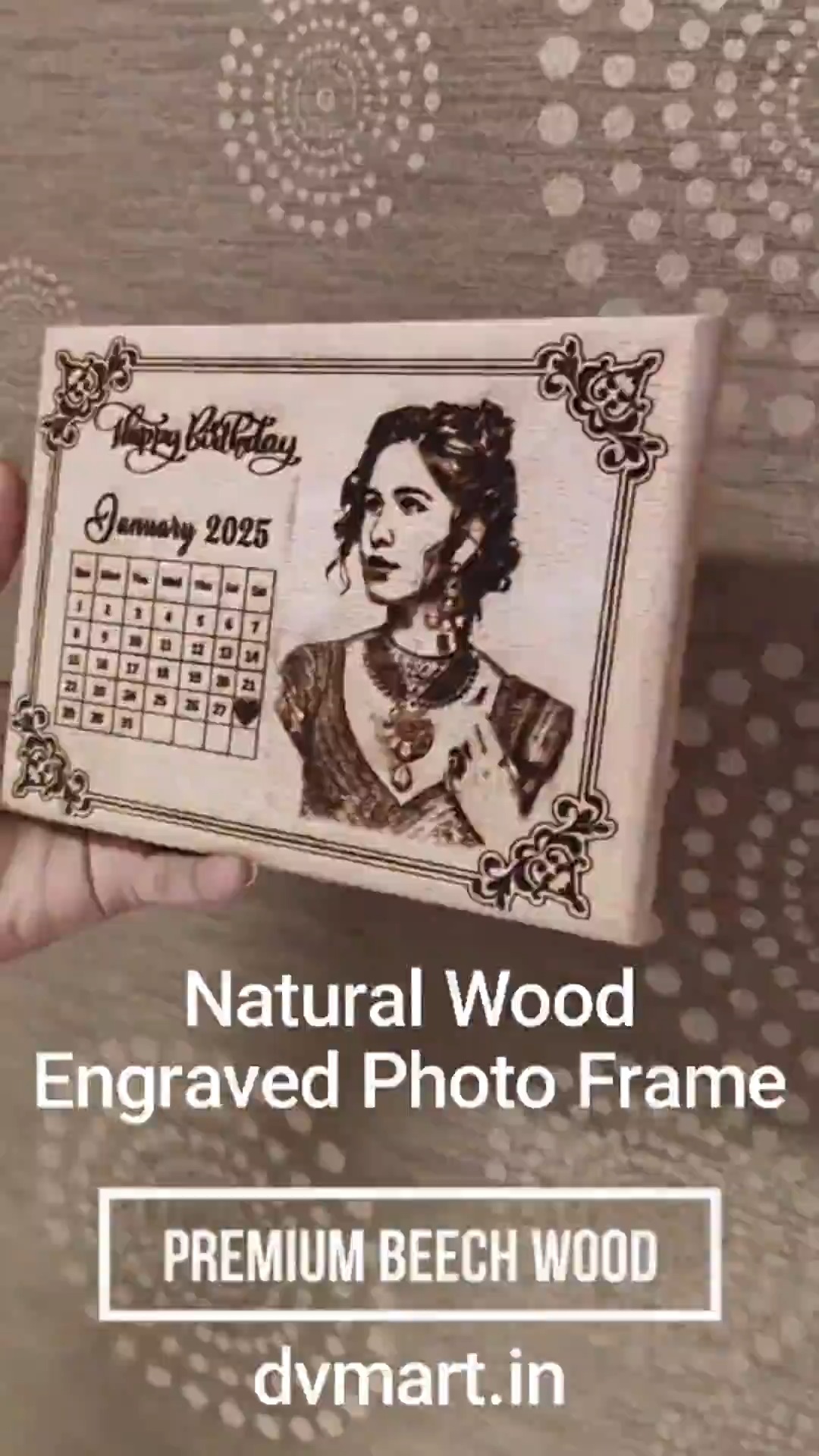 Unique Birthday/Anniversary Gift – Laser-Engraved Steam Beech Wooden Photo Frame | DVMART® video thumbnail