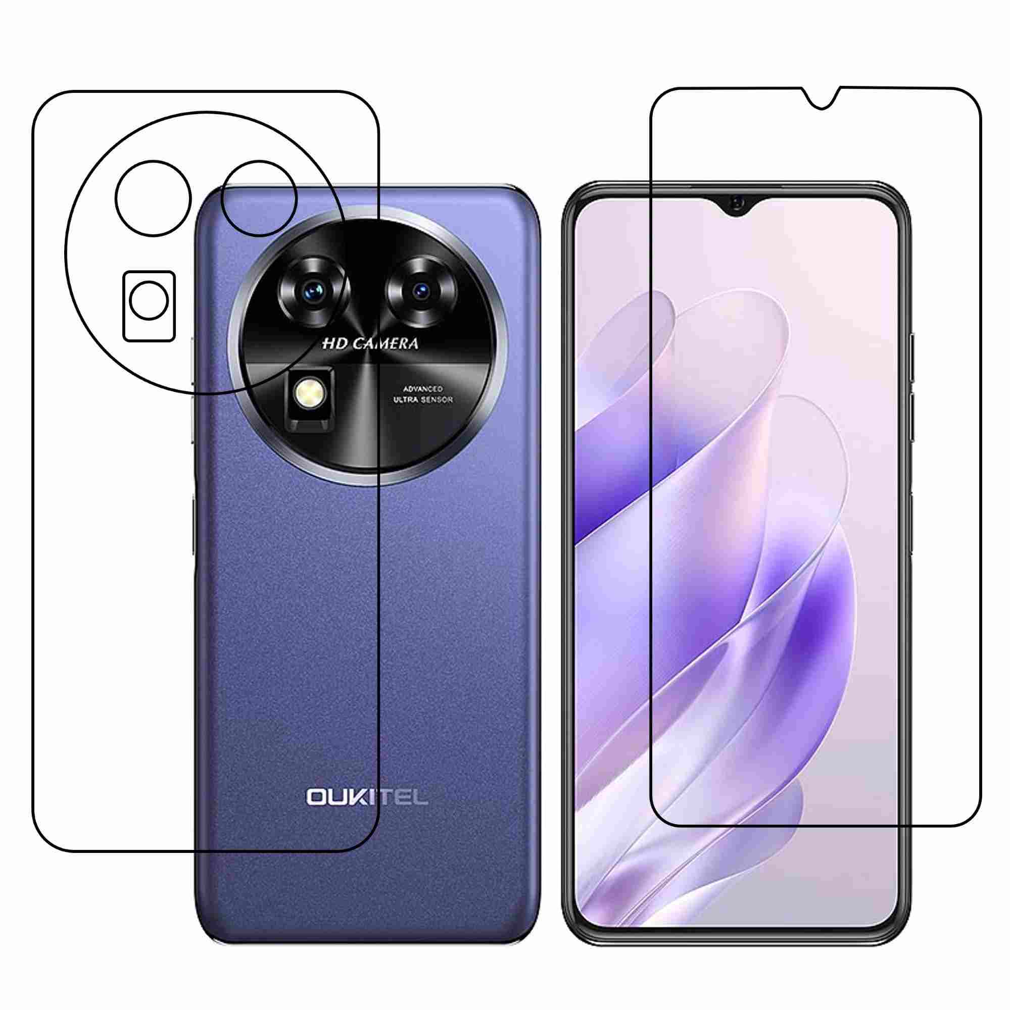 DVTECH® Mobile Screen Protector Compatible With Oukitel C37 Front & Back 9H Protective Flexible