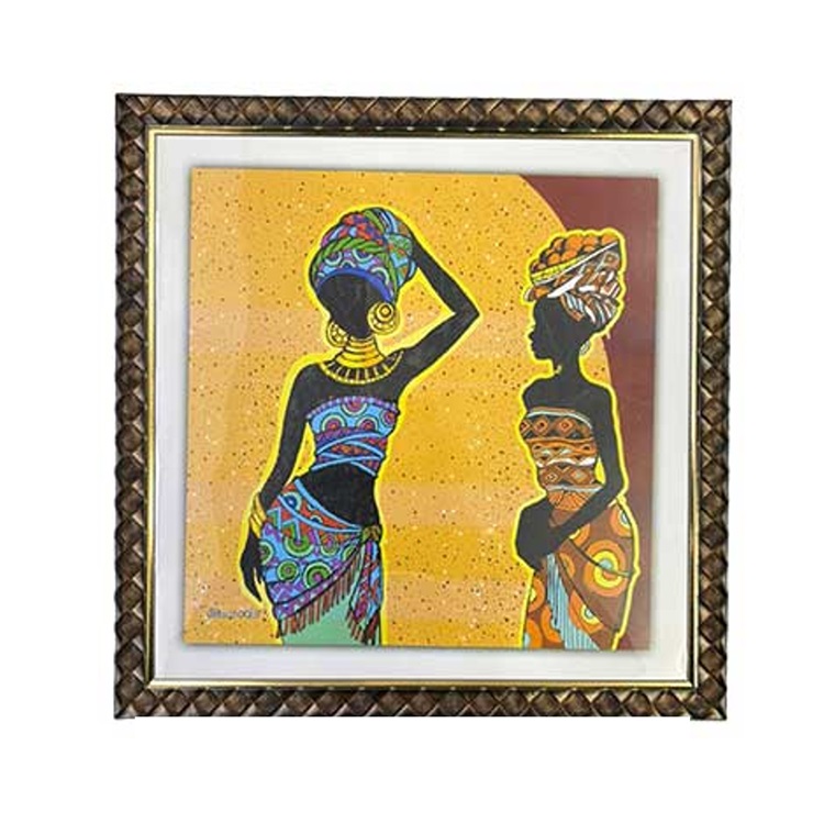 African Lady Artwork Tribal Woman Art Wall Hanging Photo Framed Laminated and Canvas Painting Decor Gift Item For Living room Office Synthetic wood 