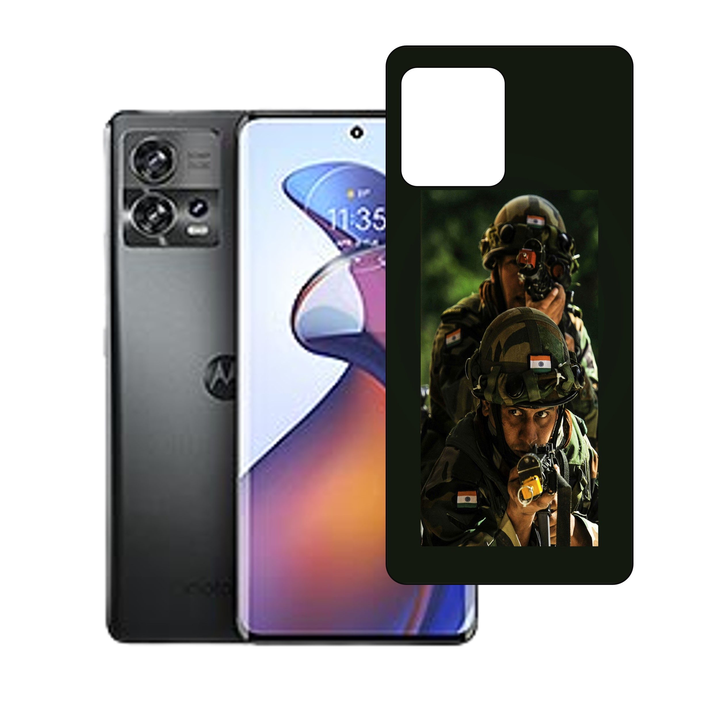 Motorola Edge 30 FusionUV Embossed Touch Feel Combat Design back Skin Protector for  (Not a Tempered glass)