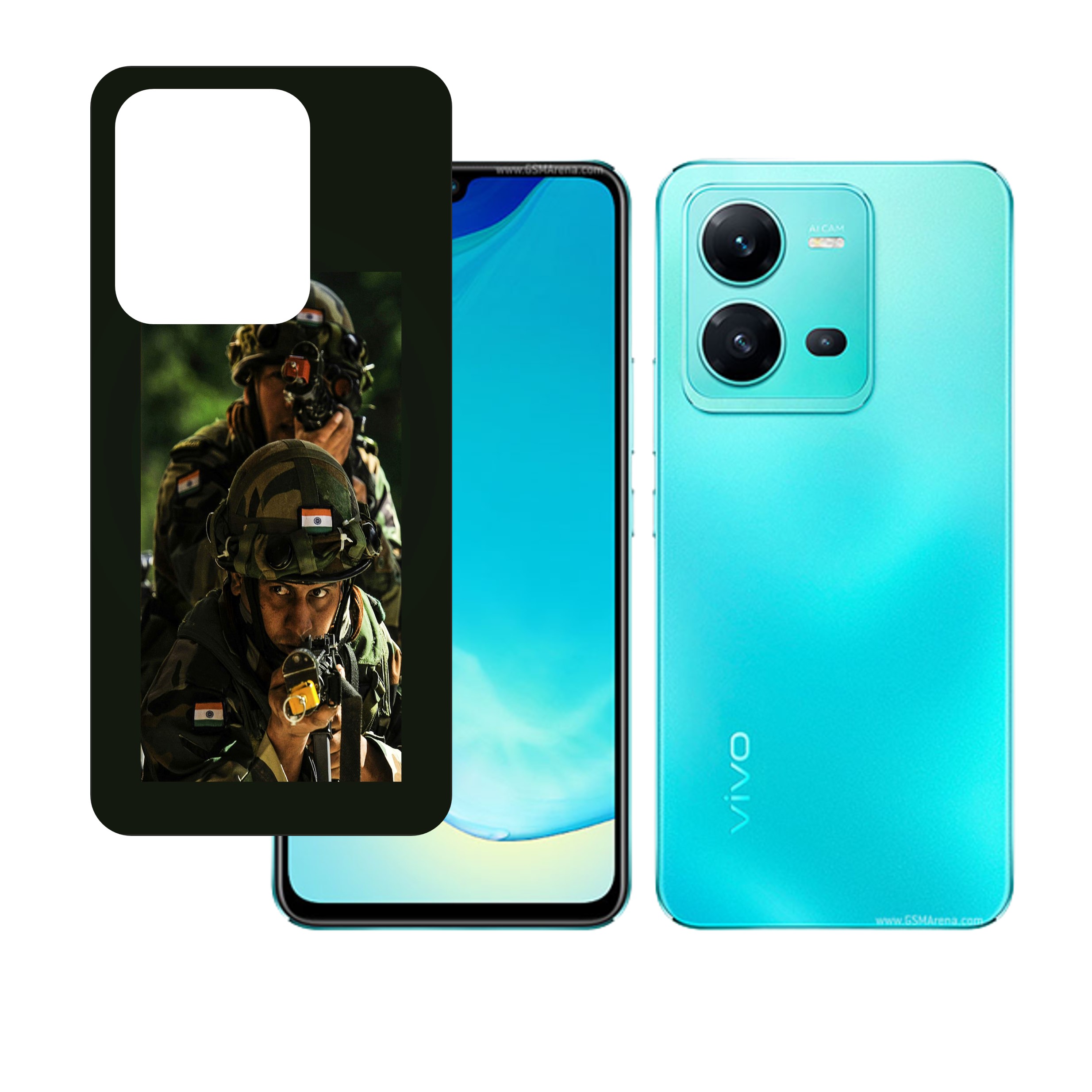 Vivo V25UV Embossed Touch Feel Combat Design back Skin Protector for  (Not a Tempered glass)