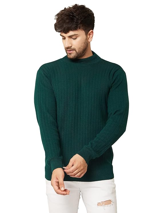  Zipper Full Sleeve Men High Neck Woolen Winter Sweater