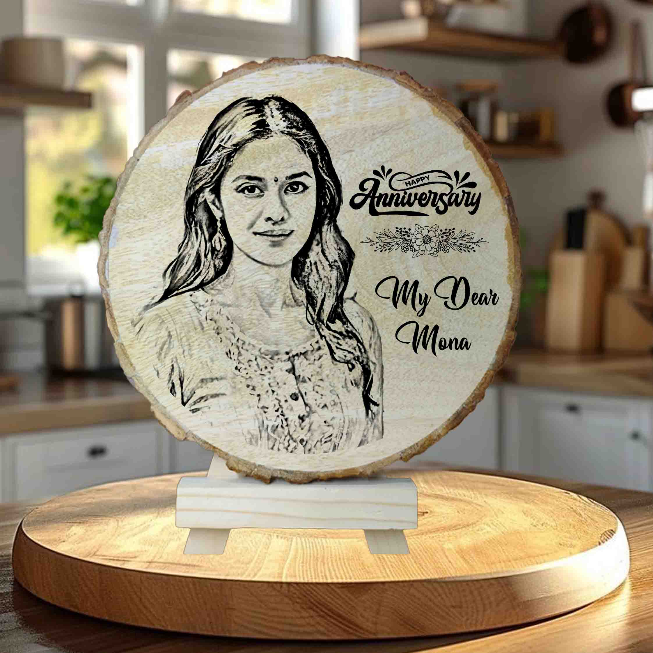 Eco-Friendly Personalized Photo Frame – Mango Wood with Laser Engraving | DVMART® (Indian Artisan Made)
