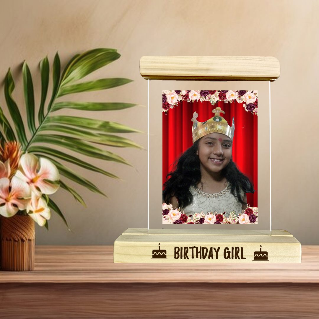 A Modern Touch for Your Memories Personalized  Stylish Acrylic Frame with wooden base