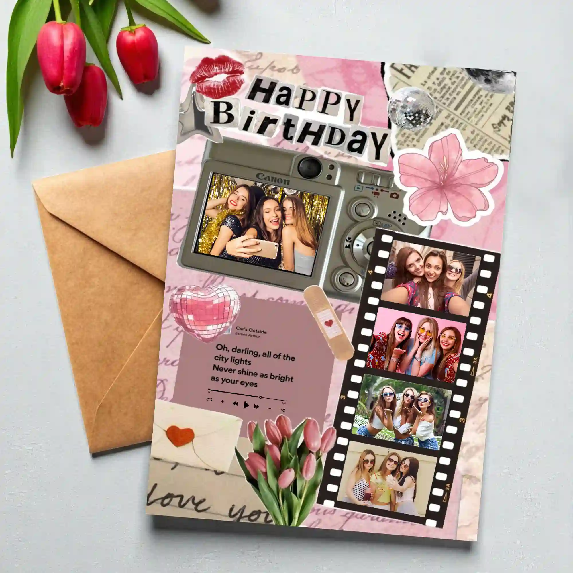 Personalized Collage Photo Card – Aesthetic Birthday Scrapbook-Style Greeting Card
