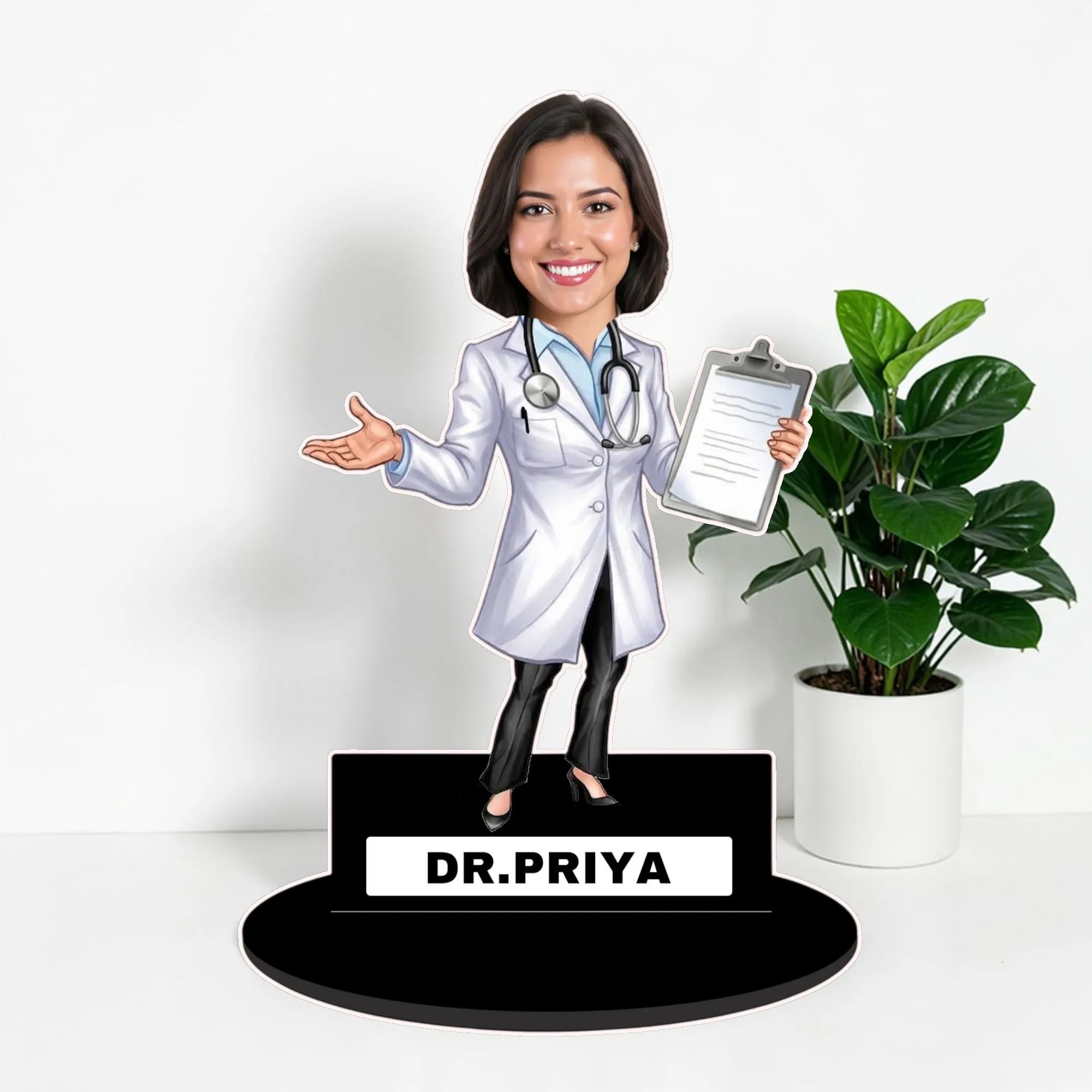 Personalized Doctor Caricature Standee with Name | Custom Doctor Gift | MDF Wooden Table Top Caricature for Doctors | Unique Gift for Medical Professionals | Desk Decor | DVMART®