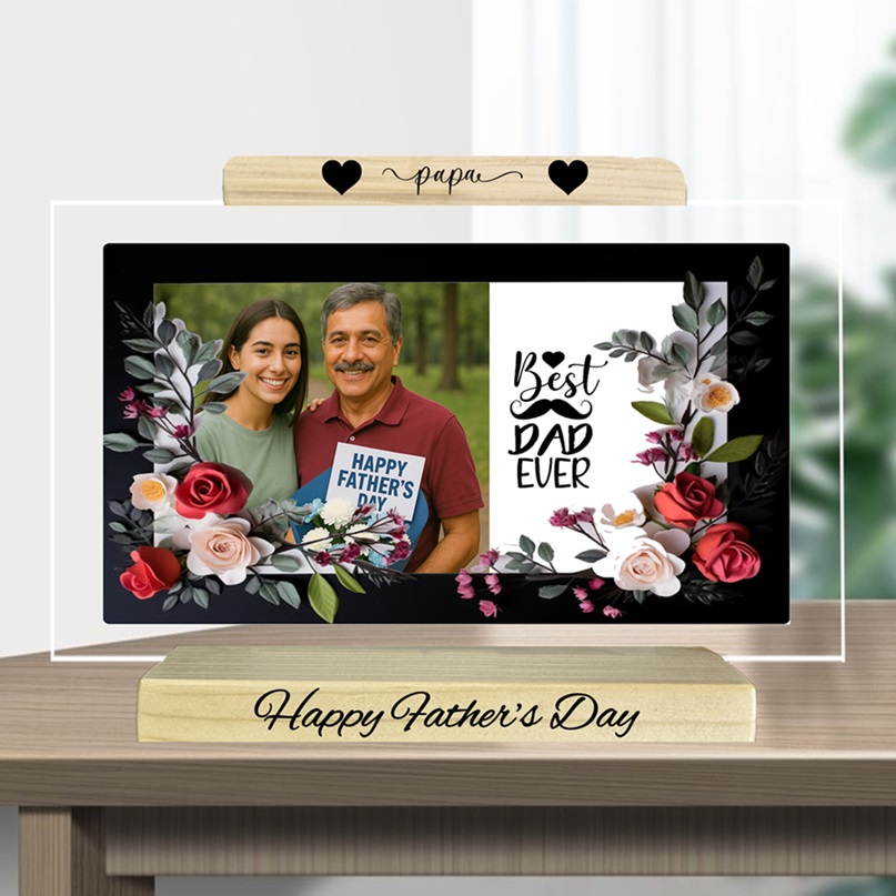 Best Dad Ever Acrylic Picture Frame – Father’s Day Gift | DVMART®