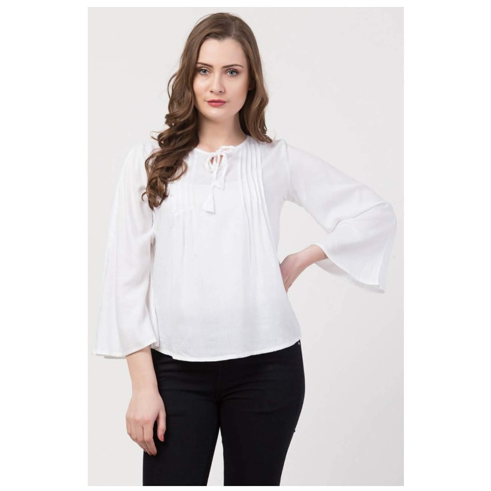 Off White Bell Sleeves Top Women's & Girls Classy Sensational