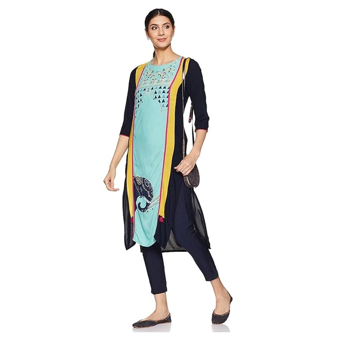 Woman Straight Kurta Green