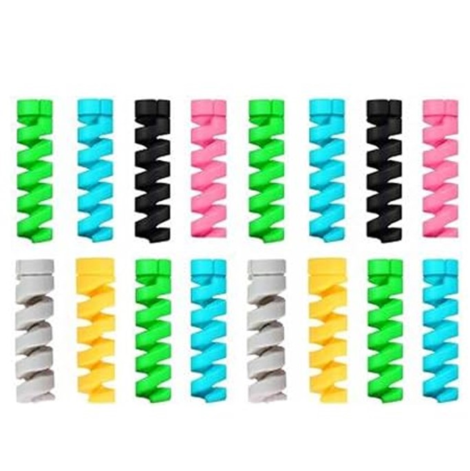 Multicoloured Protection Spiral Cable & Wire Protectors Spring Wire for All Wired Accessories for USB Charger, Data Cable, Earphone, Elastic Cord Saver ( Pack of 2-8 Pcs)