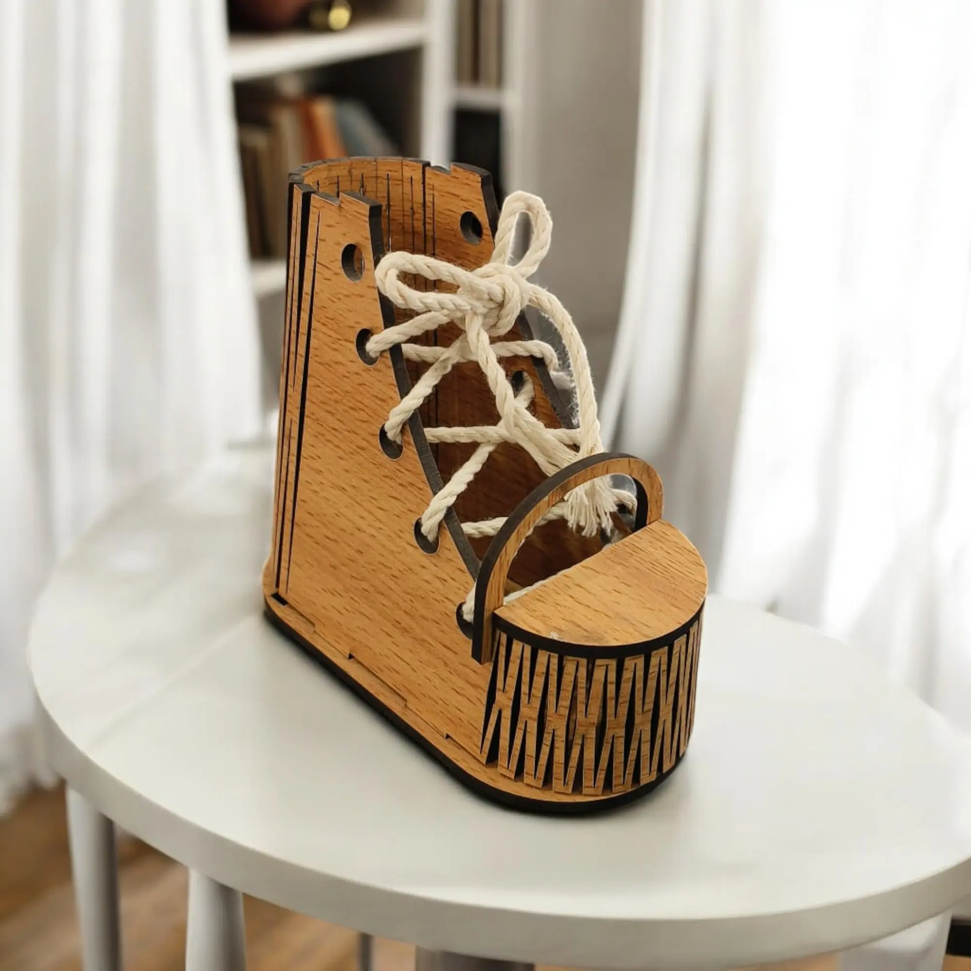 Handcrafted Shoe Pen Stand – MDF Wooden Desk Organizer for Pens, Pencils & Stationery