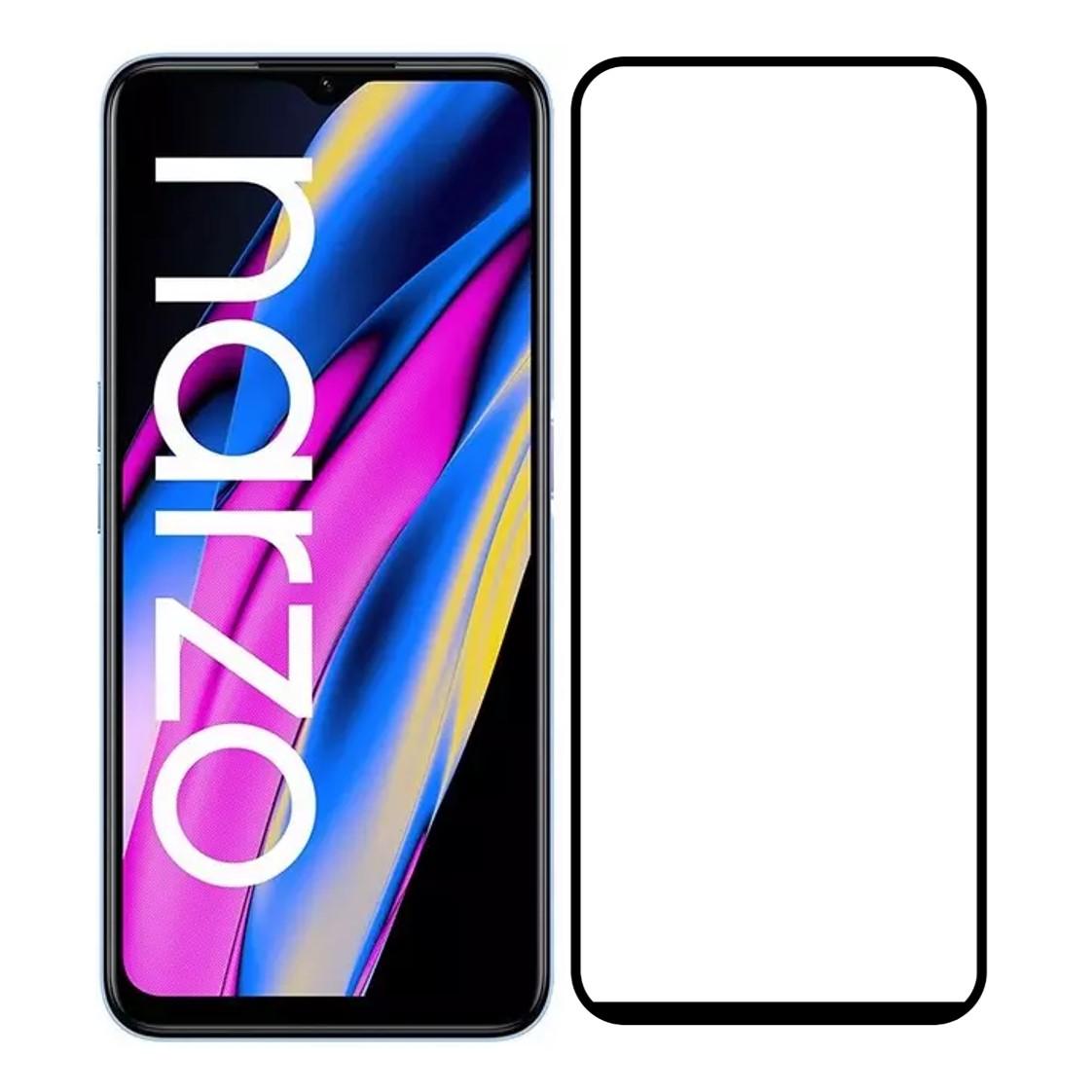Tempered Glass Screen Protector Guard Compatible With Realme Narzo 10/10A/20/20A/30A/50A/50A Prime/50i Edge to Edge Coverage With Free Installation Kit (Tempered Glass)