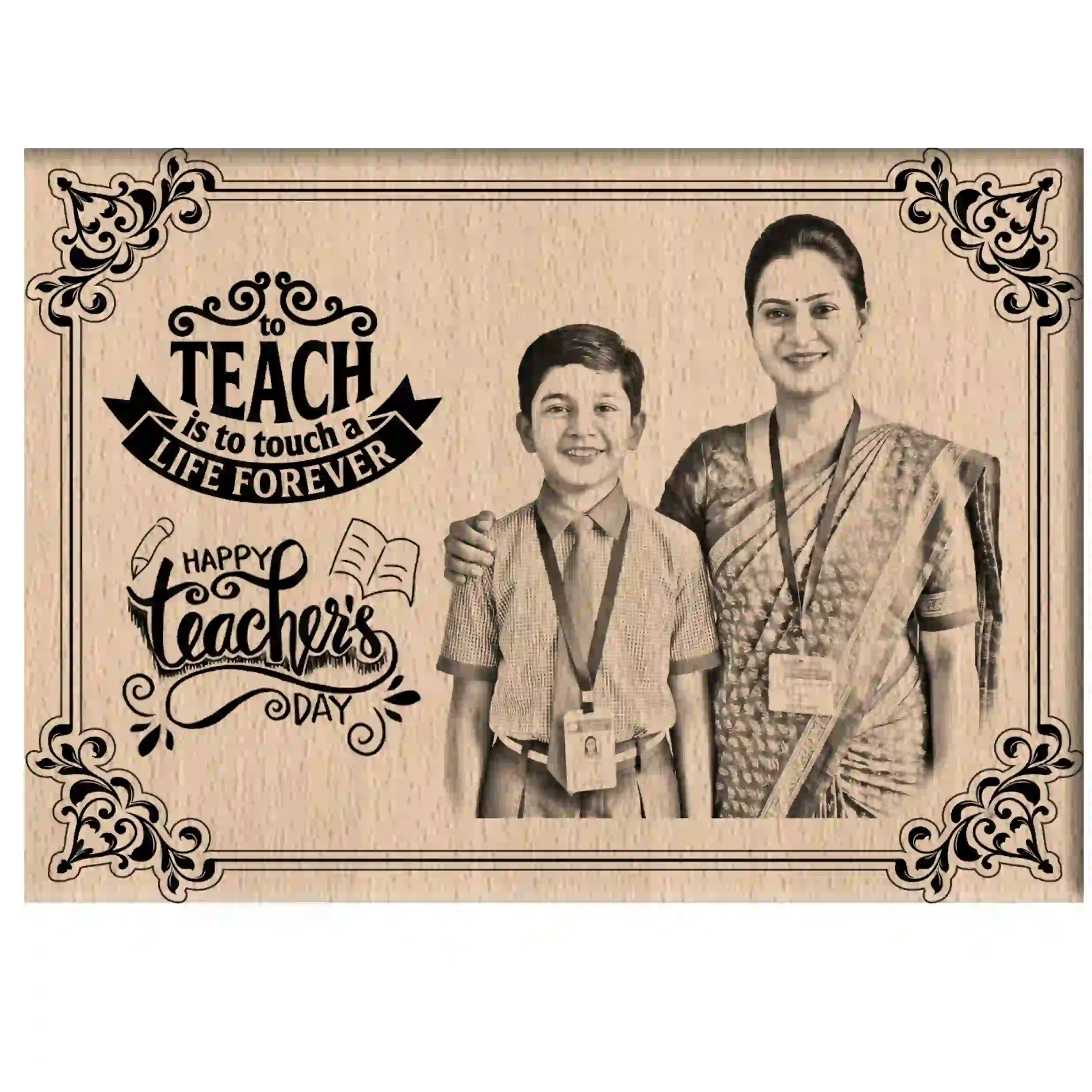 Teachers' Day Gift for Teacher – Laser Engraved Wooden Frame with Inspirational Teacher Quote – Teacher Memento