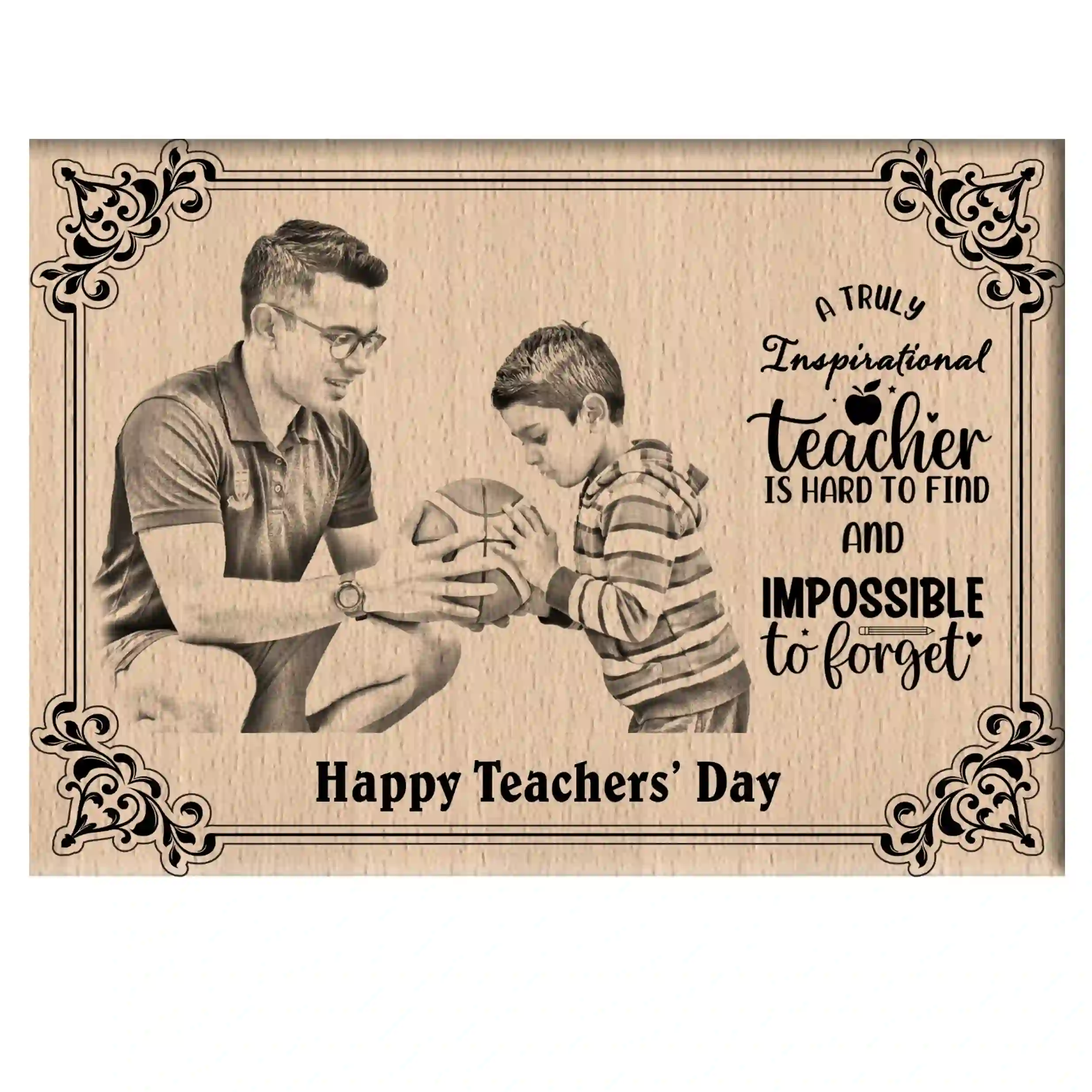 Teachers' Day Gift for Sir – Laser Engraved Wooden Frame – Inspirational Teacher Appreciation Memento