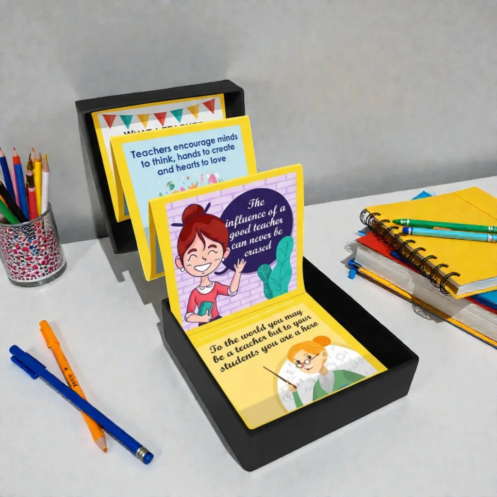 Teacher Appreciation Pop-Up Card Gift Box | Handmade Message Flip Box for Teachers | Creative Thank You Gift for Teachers Day, Farewell & School Events | DVMART®