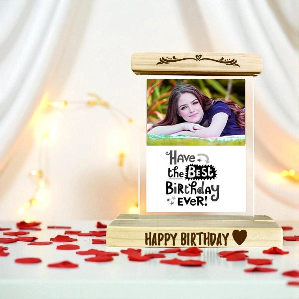 Preserving Memories in Style Personalized Stylish Acrylic Frame with wooden base