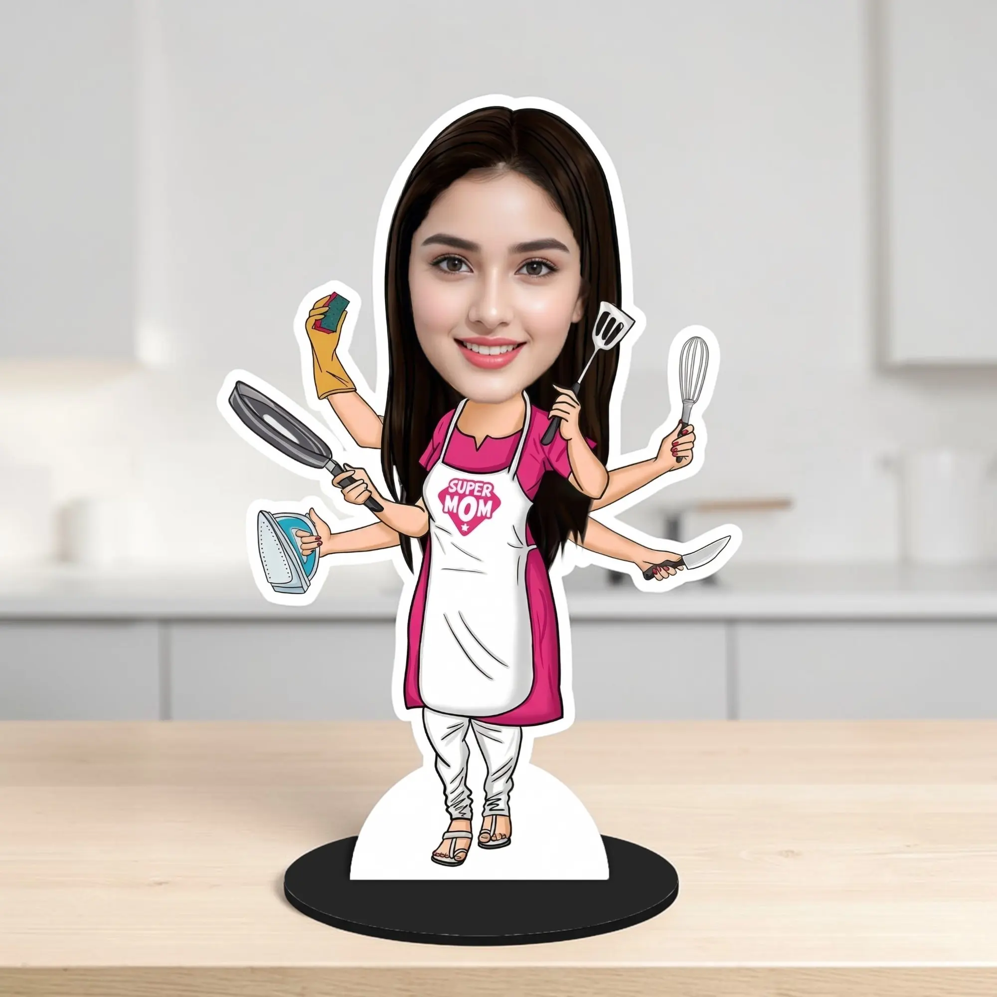 Personalized Super Mom Caricature Standee with Name | Custom Multi Tasking Mom Gift | MDF Wooden Table Top Caricature | Mother’s Day Gift | Unique Gift for Mom | DVMART®