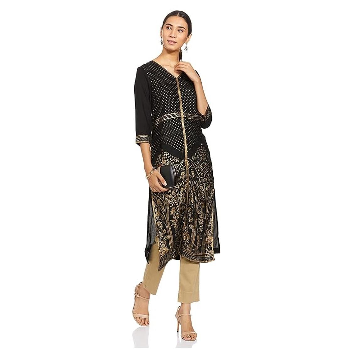Women's Straight Kurta Black